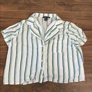 Striped crop button down